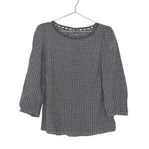 J. Crew Black purple and Gray Patterned Blouse